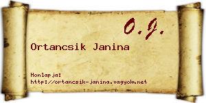 Ortancsik Janina névjegykártya